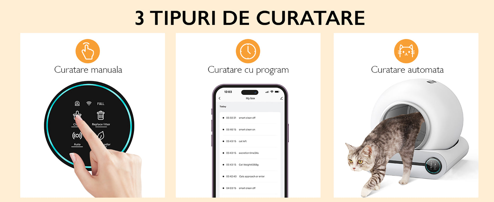 Litiera Automata Smart Pisici Grunluft PurrfectLitter, alb Litiera Automata Smart Pisici Grunluft PurrfectLitter, alb